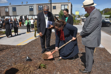Dame Cindy planted a karaka tree at Te Kohekohe Community Housing Development