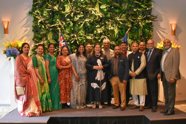 Dame Cindy and guests at the reception for Gandhi Nivas