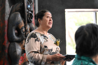 Dame Cindy gives a speech