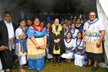 Dame Cindy with students from Kelston Girls' College
