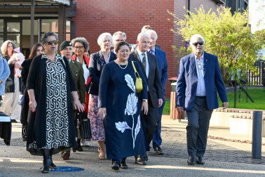 Dame Cindy and Dr Davies are welcomed to Te Āhuru Mōwai o Aotearoa