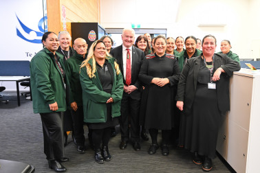 Dame Cindy and Dr Davies with Kaimahi at Ngati Awa Social and Health Services Trust