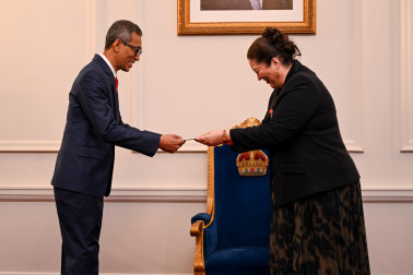 HE Mr Mohamed Luveiz, High Commissioner of Maldives presenting his credentials to Dame Cindy