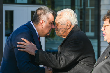 HE Mr Melih Karalar, Ambassador of Turkiye greeting Government House Kaumatua Joe Harawira