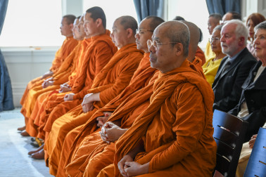 Buddhist monks attending the presentation