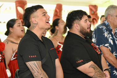 Members of the group joining in waiata