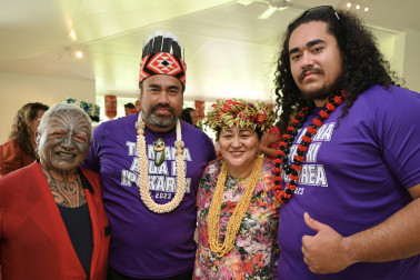 Dame Cindy with Tama Iti and two kapa haka leaders