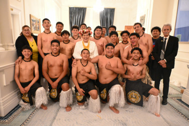 Dame Cindy and members of Wellington College's Pasifika Group