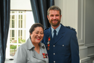 Dame Cindy with Senior Constable Andrew Chantrey