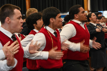 Rutherford College's kapa haka group perform