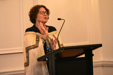 Professor Bev Lawton delivers her speech