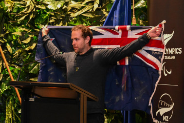 Paralympian #158 Adam Hall following his selection as the team flagbearer