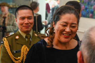 Dame Cindy with guests following formalities