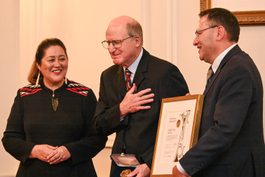 Dame Cindy, Distinguished Professor Wickliffe Abraham, and Hon Dr Shane Reti
