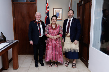 Dr Davies, Dame Cindy, and His Excellency Matthew Howell, New Zealand High Commissioner to Tonga