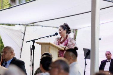 Dame Cindy delivering her speech