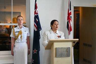 Dame Cindy delivers an address 