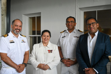 Dame Cindy with members of the Royal New Zealand Navy and guests