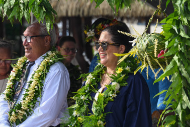 Dame Cindy watches the welcoming ceremony
