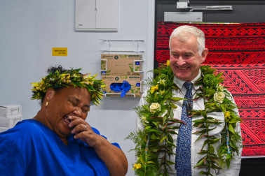 Dr Davies with an attending nurse at Lomaloma Hospital