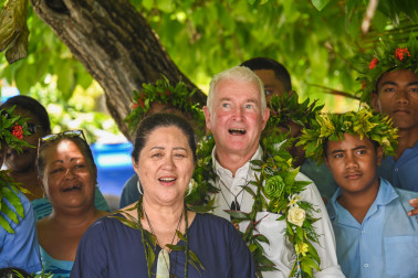 Their Excellencies singing with students of Matuala School