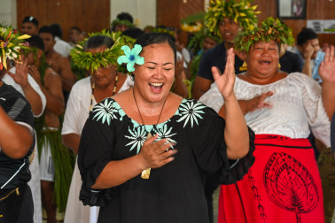 Their Excellencies being farewelled from the atoll