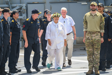 Their Excellencies on the landing deck