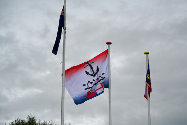 The flag of the Arctic Convoy Club flies for the first time over the College