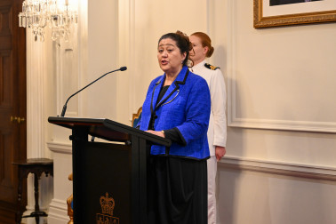 Dame Cindy speaks at the Life Flight reception