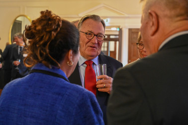 Guests speak with Dame Cindy at the Life Flight reception