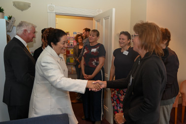 Dame Cindy meets with staff at the Nelson Women's Centre