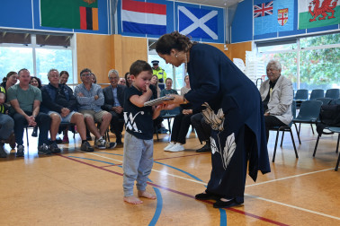 Dame Cindy with a student from Wakefield School