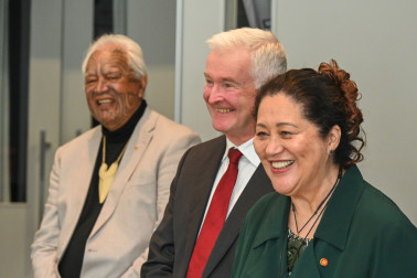 Joe Harawira, Dr Davies, and Dame Cindy enjoy NelSONG's singing