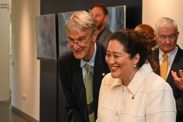 Dame Cindy on a guided tour of the Suter Gallery with Craig Potton