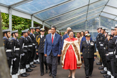 President Whipps and Dame Cindy inspect the Guard of Honour