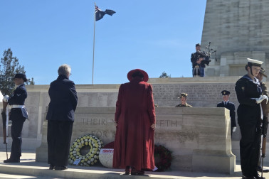Dame Cindy places a wreath during the New Zealand National Service