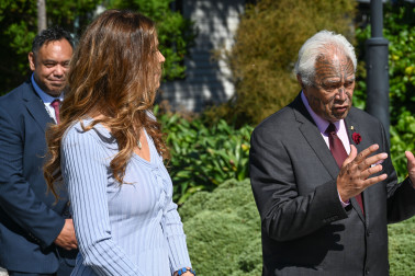 HE Ms Patricia Teran Basso, Ambassador of the Republic of Ecuador, with kaumātua Joe Harawira