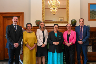 Dame Cindy with the official party
