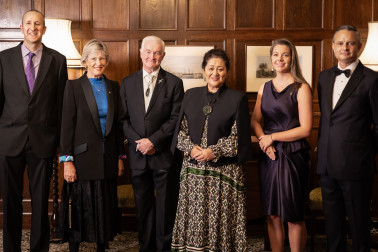 Dame Cindy and Dr Davies with the official party