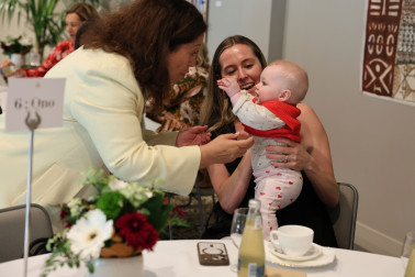 Dame Cindy meeting Samantha Child's family