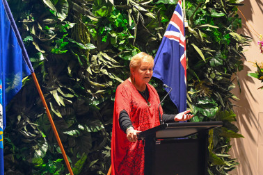 Dame Naida Glavish speaks at the launch of Te Korowai o Taonui Charitable Trust