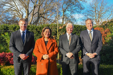 Dame Cindy and Dr Davies with Christchurch Club President Mr Tim Rookes and Trustee Mr George Forbes
