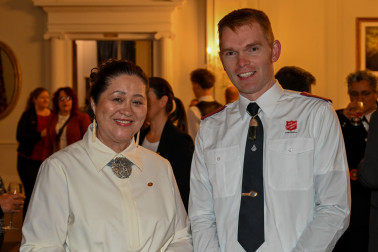 Dame Cindy with a Salvation Army member