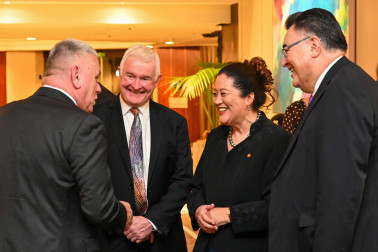 Their Excellencies are greeted by Judge Greg Davis and National Executive Judge James Johnston