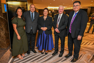 Ingrid Taumaunu, Judge Heemi Taumaunu, Dame Cindy, Dr Davies, and Judge James Johnston