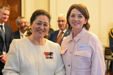 Dame Cindy with Standards NZ volunteer Nadia Manko