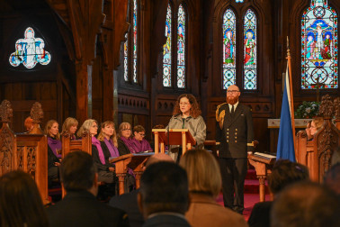 Dame Cindy gives a reading at the Mission to Seafarers service