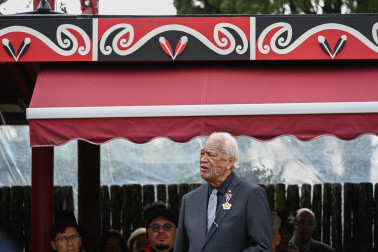 Kaumātua Joe Harawira KSO delivers his kōrero