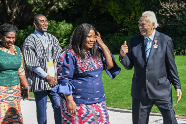 HE Ms Doris Brese, High Commissioner of the Republic of Ghana, with kaumātua Joe Harawira