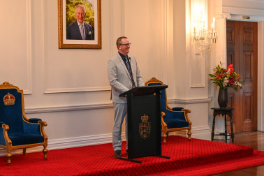 CEO Stephen Opie delivers his speech